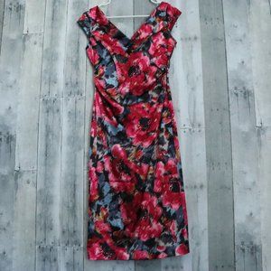 Maggy London | Womens V-neck Colorful Fitted Dress